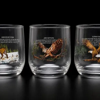 Sale Photo Thumbnail #87: Set of Three Wildlife-Themed Glass Tumblers