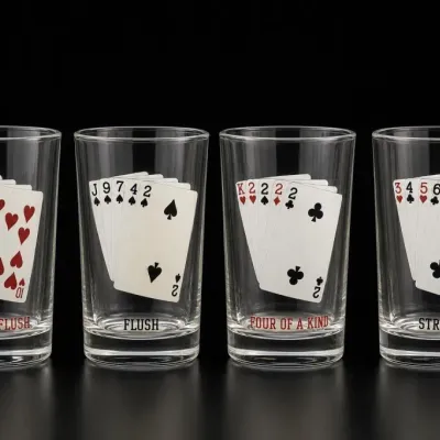 Sale Photo Thumbnail #140: Poker Hand Themed Glass Tumbler Set