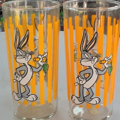Sale Photo Thumbnail #358: Pair of Bugs Bunny Glass Tumblers