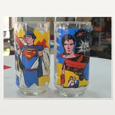 Sale Photo Thumbnail #104: Superman Comic Art Glass Tumblers Pair