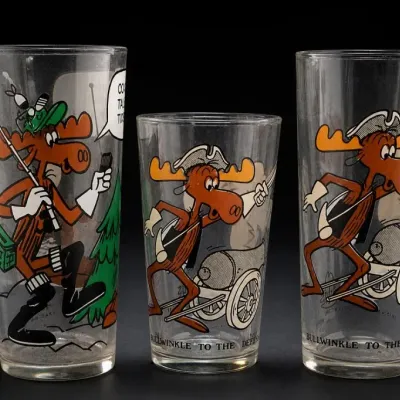 Sale Photo Thumbnail #398: Bullwinkle Character Glass Tumblers Group