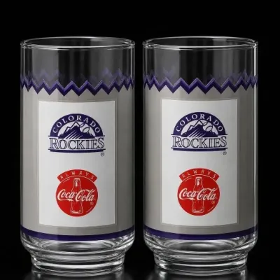 Sale Photo Thumbnail #31: Pair of Colorado Rockies Coca-Cola Glasses