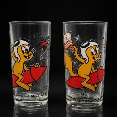 Sale Photo Thumbnail #79: Pair of Arby’s Color Classics Glasses With Cartoon Squirrel