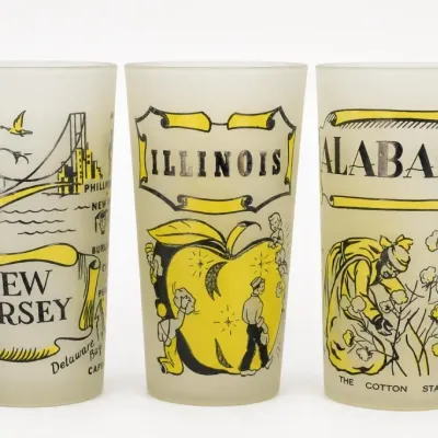 Sale Photo Thumbnail #310: State-Themed Frosted Glass Tumblers Group