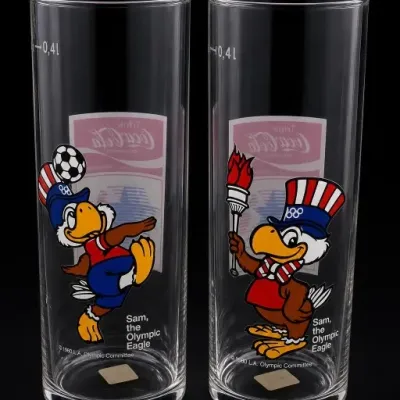Sale Photo Thumbnail #291: Pair of Coca-Cola Sam the Olympic Eagle Glasses