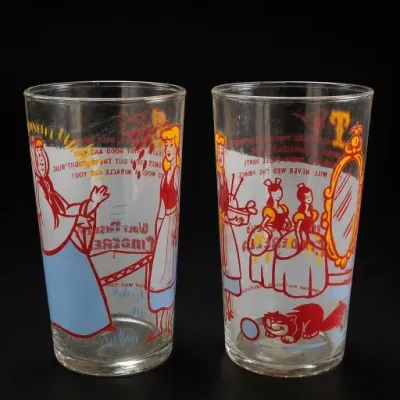 Sale Photo Thumbnail #290: Pair of Cinderella Character Glass Tumblers