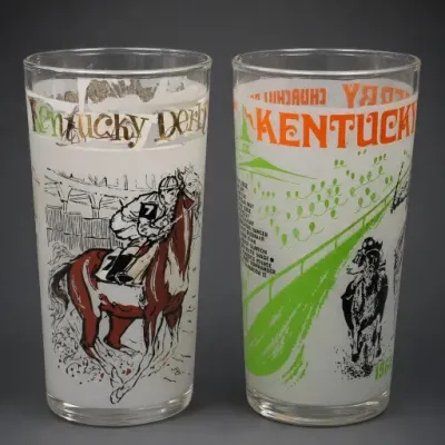 Sale Photo Thumbnail #172: Kentucky Derby Glass Tumblers Pair