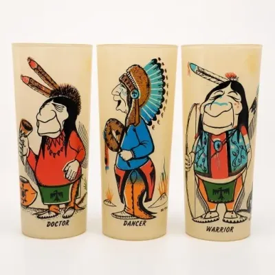 Sale Photo Thumbnail #59: Three Cartoon Native American Character Glasses
