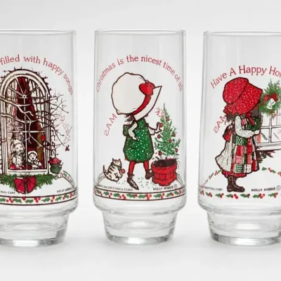 Sale Photo Thumbnail #344: Set of Three Holly Hobbie Christmas Glasses