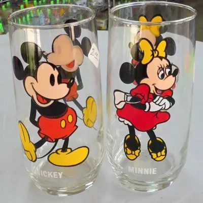 Sale Photo Thumbnail #372: Mickey and Minnie Mouse Glass Tumblers Pair
