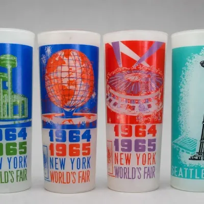Sale Photo Thumbnail #287: New York and Seattle World's Fair Plastic Tumblers Set of Four