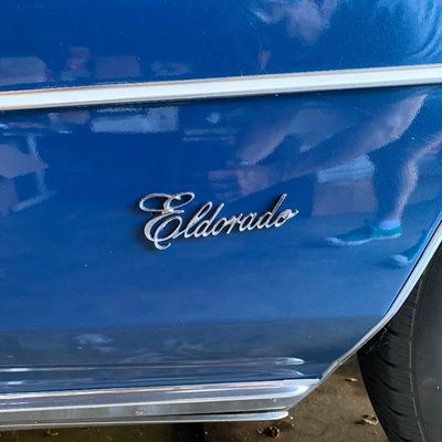 1972 Cadillac Eldorado convertible with white leather interior.