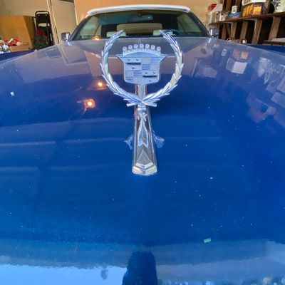 1972 Cadillac Eldorado convertible with white leather interior.