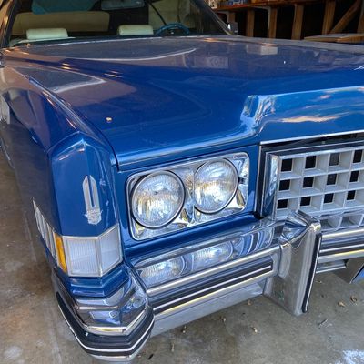 1972 Cadillac Eldorado convertible with white leather interior.