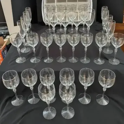 Lenox Crystal Stemware Collection with Silver-Tone Rim, 32 Pieces
