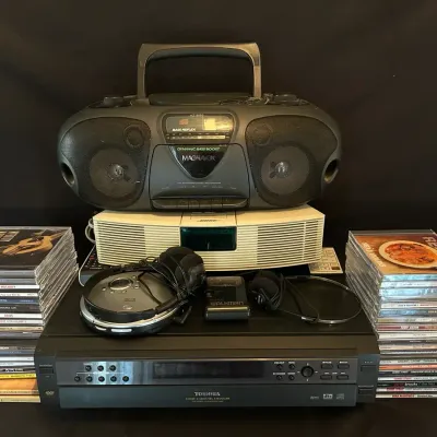 Bose Wave Radio, Toshiba DVD Changer, Magnavox Boombox, Sony Walkman & Country Music CDs