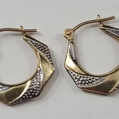 10K Gold Two-Tone Hoop Earrings
