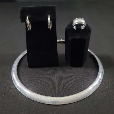 Sterling Necklace, Earrings And Ring 