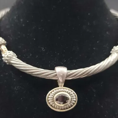 18K, 14K & Sterling Silver Pendant Necklace