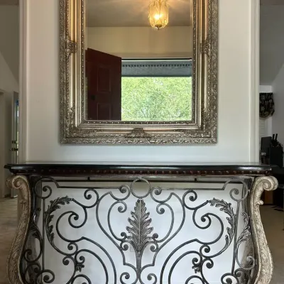 French-Style Console Table with Ornate Mirror