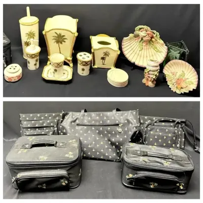 Fitz & Floyd Oceana Collection, Palm Tree Bath Accessories & Travel Bag Set