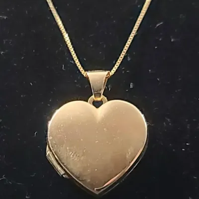 14K Gold Heart Locket Necklace