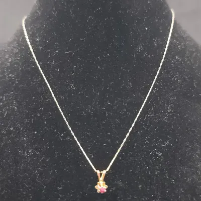 14K Gold Necklace with Gemstone Pendant