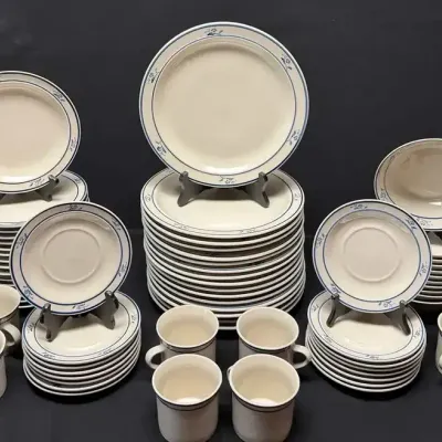 Brick Oven Stoneware "Scandia Blue" 75-Piece Dinnerware Set