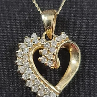 14K Gold Diamond Heart Necklace