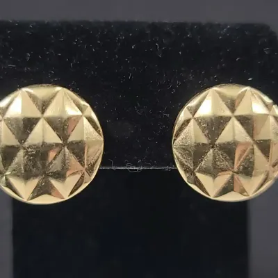 14K Gold Faceted Round Statement Earrings