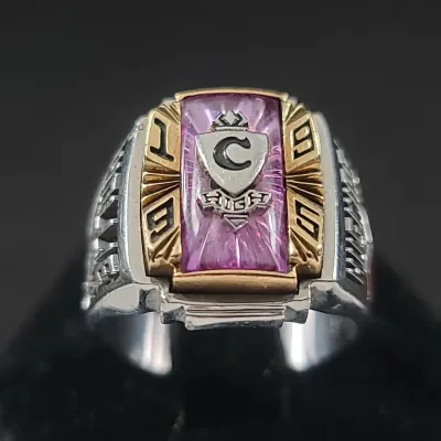 Gemstone Art Carved Siladium Class Ring Size 9 