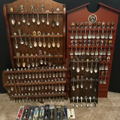 Vintage Souvenir Spoon Collection with Presidential Series, Travel Displays & Boxed Spoons