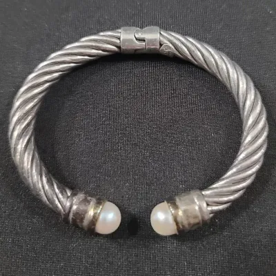 18K Gold & Sterling Silver Pearl-Accent Cable Bracelet