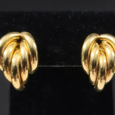 14K Gold Triple Loop Statement Earrings