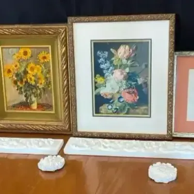 Vintage Floral Paintings, Prints & Ceramic Wall Accents