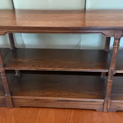 Vintage Wooden Etagere Console Shelf