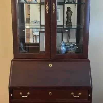 Thomasville Secretary Desk with Lighted Display Cabinet