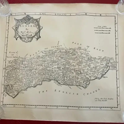 Robert Morden Map of Sussex Reproduction (After Camden's Britannia)