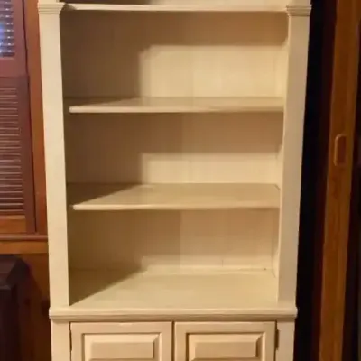 Vintage White Wooden Display Cabinet with Bookshelves #2