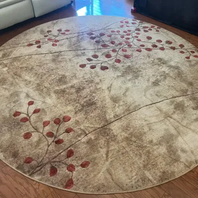 Nourison Round Area Rug with Contemporary Branch Design