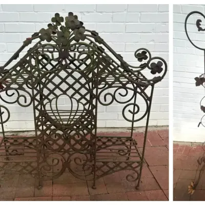 Ornate Wrought Iron Garden Shelf & Plant Hanger