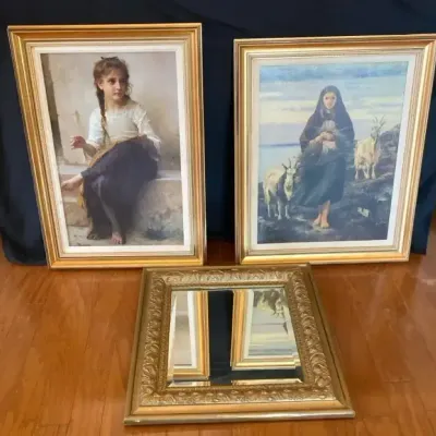Bouguereau & Burke Framed Art with Beveled Mirror