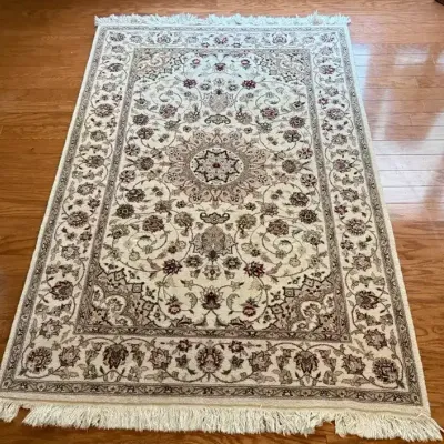 Persian-Style Cream Floral Area Rug