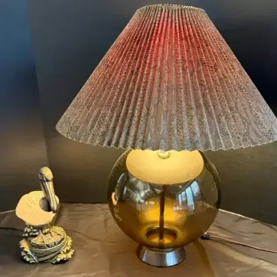 Amber Glass Globe Lamp & Pelican Accent Lamp