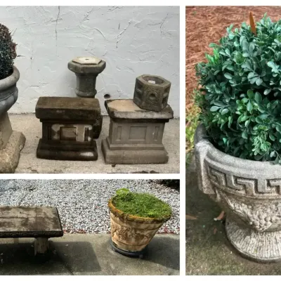 Concrete Garden Décor, Planters & Bench Collection