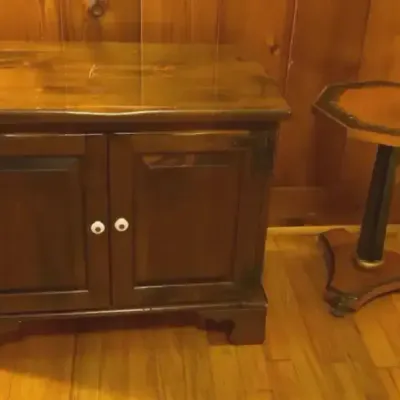 Ethan Allen Record Cabinet & Vintage Accent Side Table
