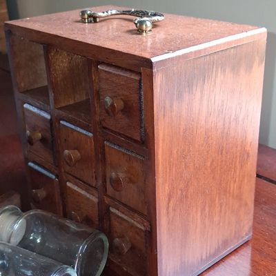 Sale Photo Thumbnail #672: Vintage Wooden Apothecary Spice Chest