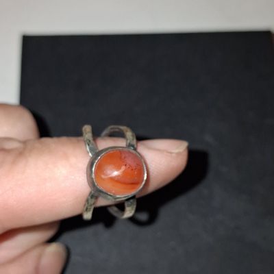 Sale Photo Thumbnail #453: Vintage Sterling Silver and Carnelian Ring - Touareg Style