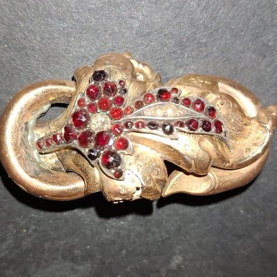 Sale Photo Thumbnail #401: Victorian Bohemian Garnet Floral Brooch