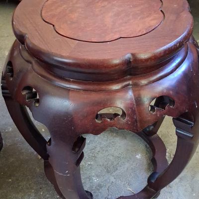 Sale Photo Thumbnail #101: Vintage Chinese Rosewood Drum Stool with Burl Wood Inset
